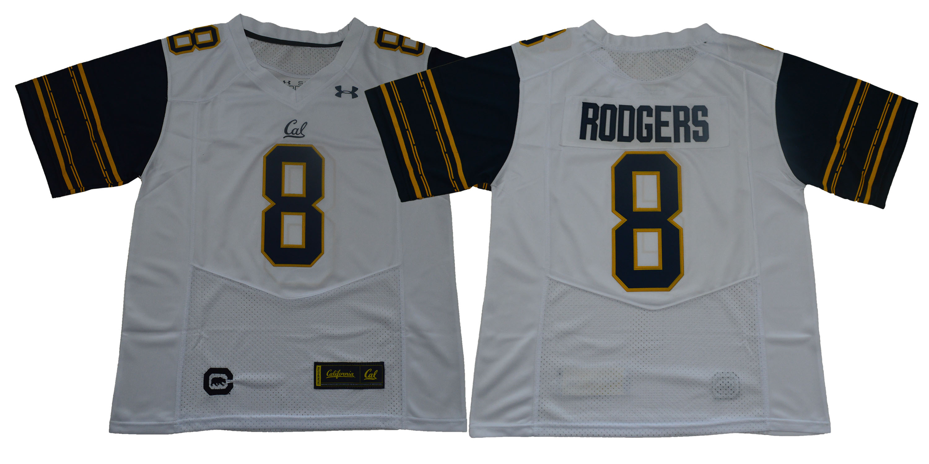 Men California Golden Bears #8 Aaron Rodgers White Stitched NCAA Jersey->ncaa teams->NCAA Jersey